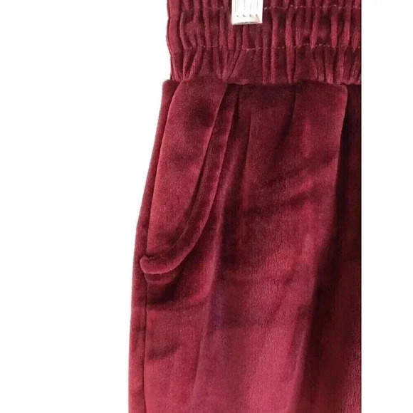 Women’s Burgundy Small Soft Pull On Jogging Pants Elastic And Tie Waist Pocket - Picture 3 of 5